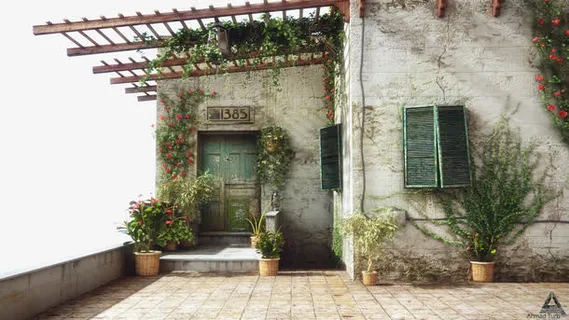 唯美阁楼花园免抠