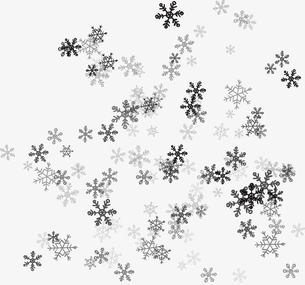 黑色漂浮雪花免抠