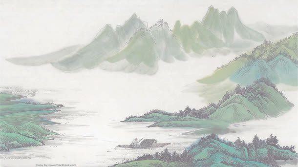 水墨画山河图免抠