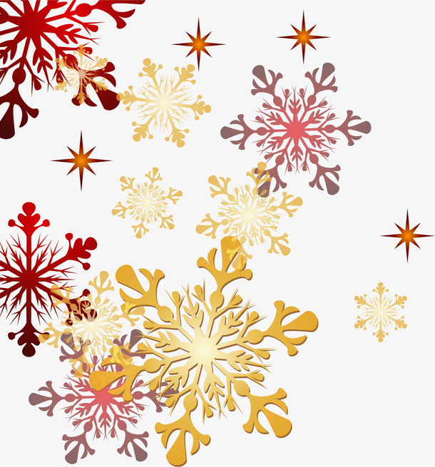 冬季美丽金色雪花免抠