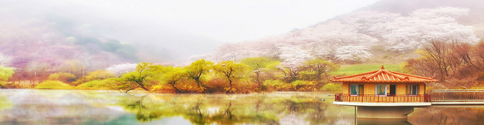 梦幻山水风景画海报banner背景高清