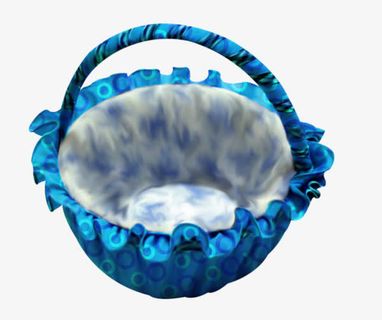 蓝色底纹蕾丝边篮子免抠