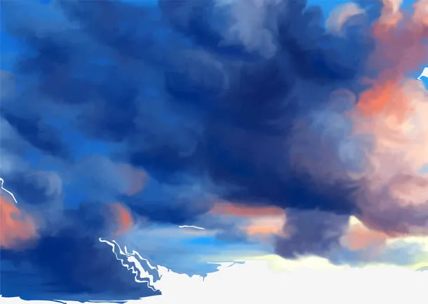 梦幻蓝色天空云朵免抠