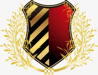 金色植物盾牌免抠