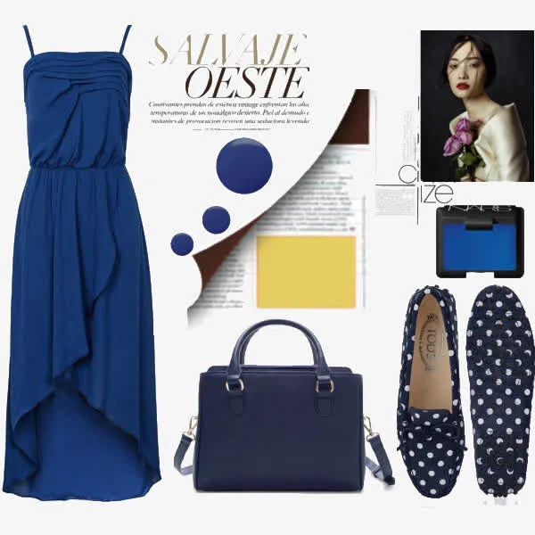 蓝色宴会长裙搭配免抠