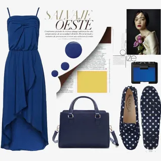 蓝色宴会长裙搭配免抠