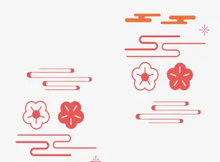 卡通红色祥云花朵矢量图免抠