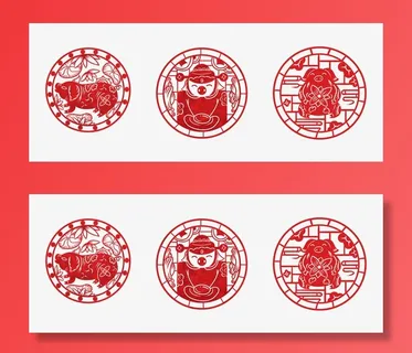 春节 窗花纸免抠