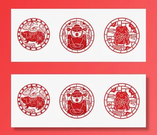 春节 窗花纸免抠