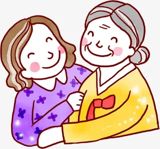 可爱关爱老人手绘人物免抠