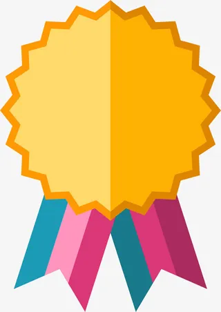 金色扁平化徽章免抠