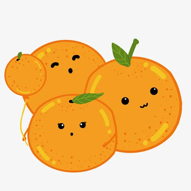 水果柑橘手绘插画免抠