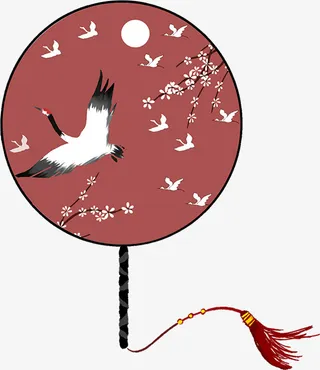 仙鹤扇子素材免抠