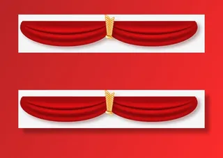 红色帘布主题欢庆新年免抠漂浮彩带元素