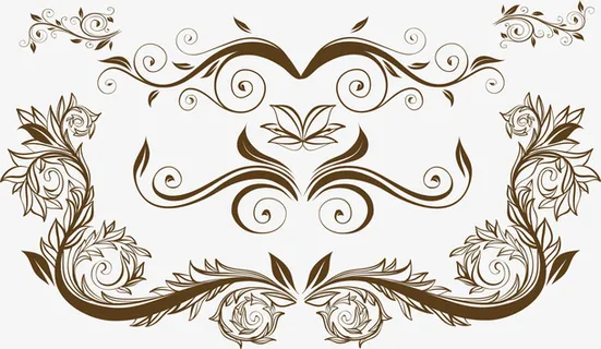 欧式经典线描叶子花纹边框免抠 欧式经典线描叶子花纹边框免抠