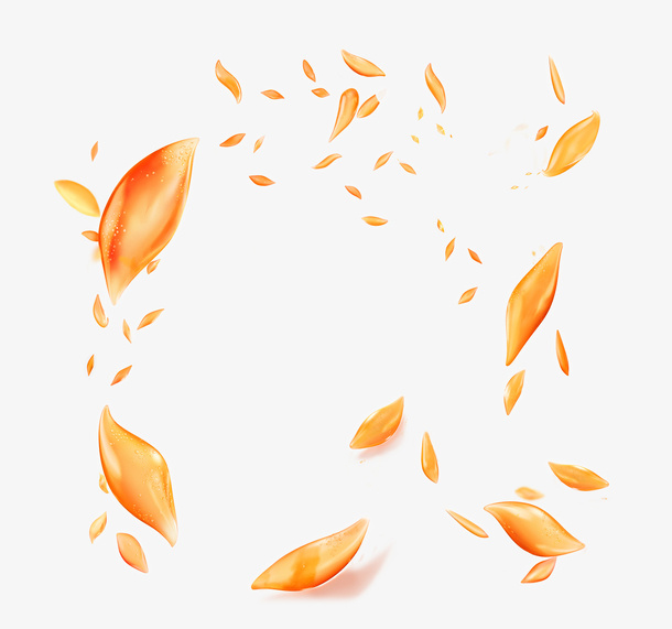 橙色手绘花瓣飞舞漂浮素材免抠