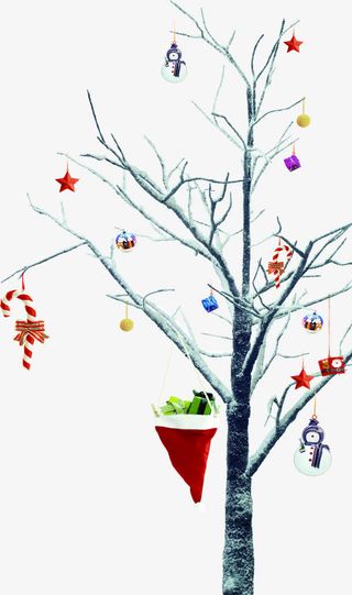 高清创意圣诞节树枝礼物免抠
