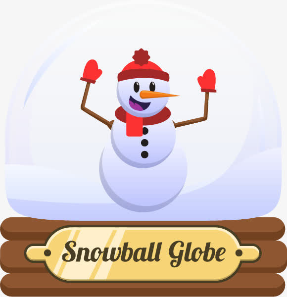 开心雪人水晶球免抠