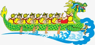 手绘卡通划龙舟免抠