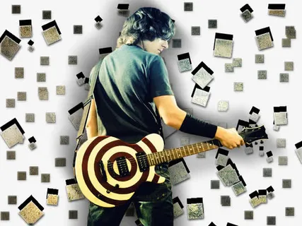 音乐人物方格子素材背景