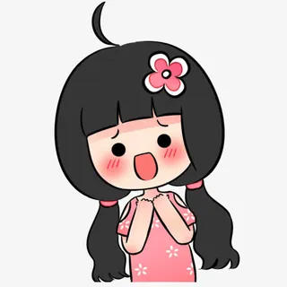 卡通脸红马尾小女孩免抠