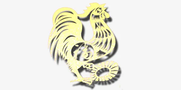 金色中国风剪纸金鸡贴图免抠