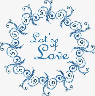 蓝色花藤装饰框免抠