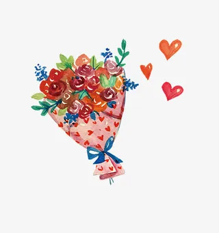 卡通一束鲜花免抠