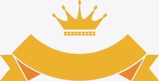 手绘黄色皇冠丝带免抠