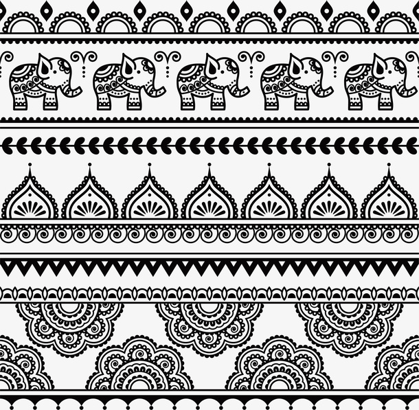 复古泰式大象花纹矢量素材免抠