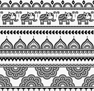 复古泰式大象花纹矢量素材免抠