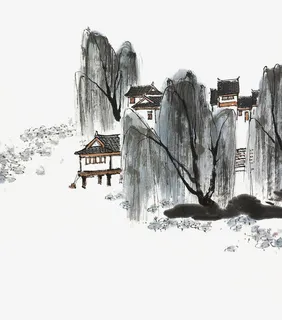 水墨垂柳免抠