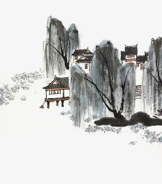 水墨垂柳免抠