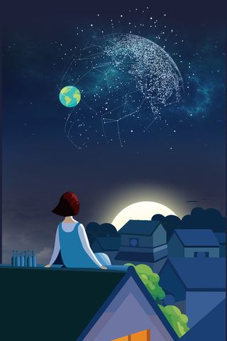 蓝色手绘世界地球日星空 物背景高清