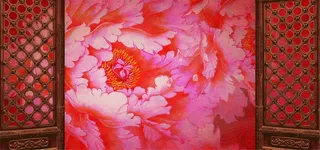 中国风牡丹屏风高清