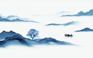 中国山水素材海报元素4免抠
