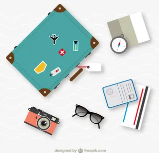 旅行用物品俯视图矢量素材下载免抠