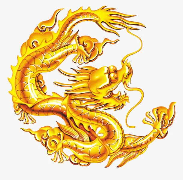中国龙 金色的龙纹免抠