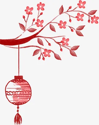 新年红色灯笼挂饰免抠