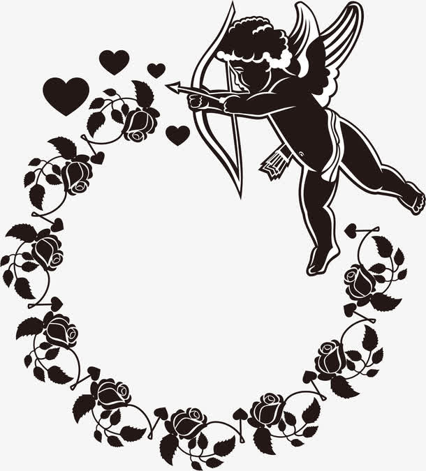 黑色丘比特边框免抠