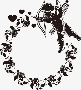 黑色丘比特边框免抠