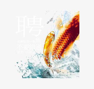 鲤鱼跃龙门招聘图案免抠