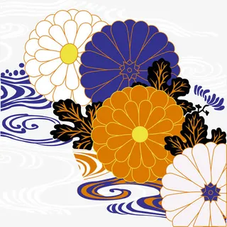 浮世绘花卉免抠