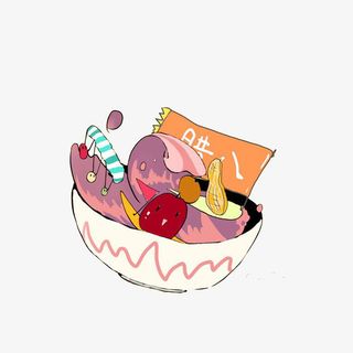 在碗里冲浪玩耍的腊八粥食材免抠