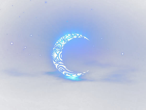 蓝色发光月亮免抠