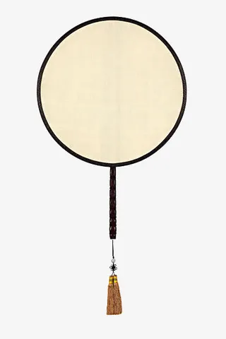 实物空白手绘团扇免抠