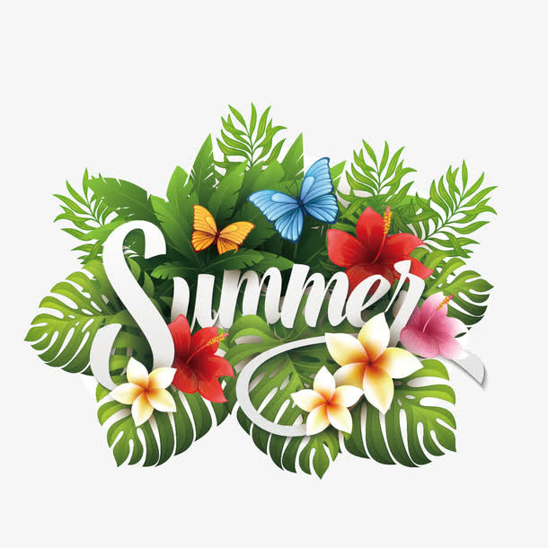 暑期 暑假 summer 夏日  艺术字免抠