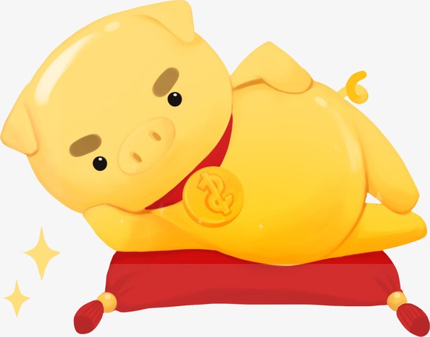 C4D躺在靠垫上的猪新年装饰免抠