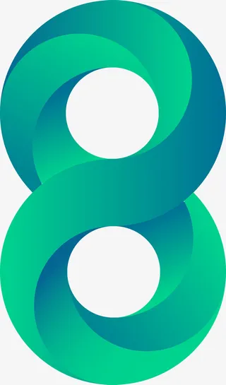 数字8，立体，渐变图案免抠