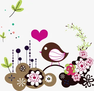 春天里的花和鸟儿免抠